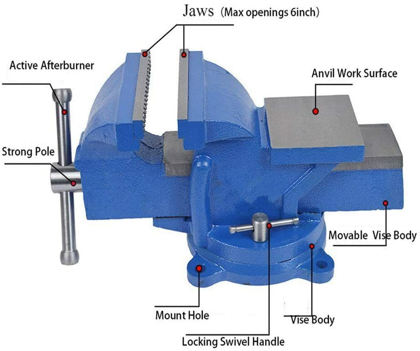 3"-8", 75-200mm Bench Vice Clamp Heavy Duty Workbench Vise Anvil Swivel Base Jaw