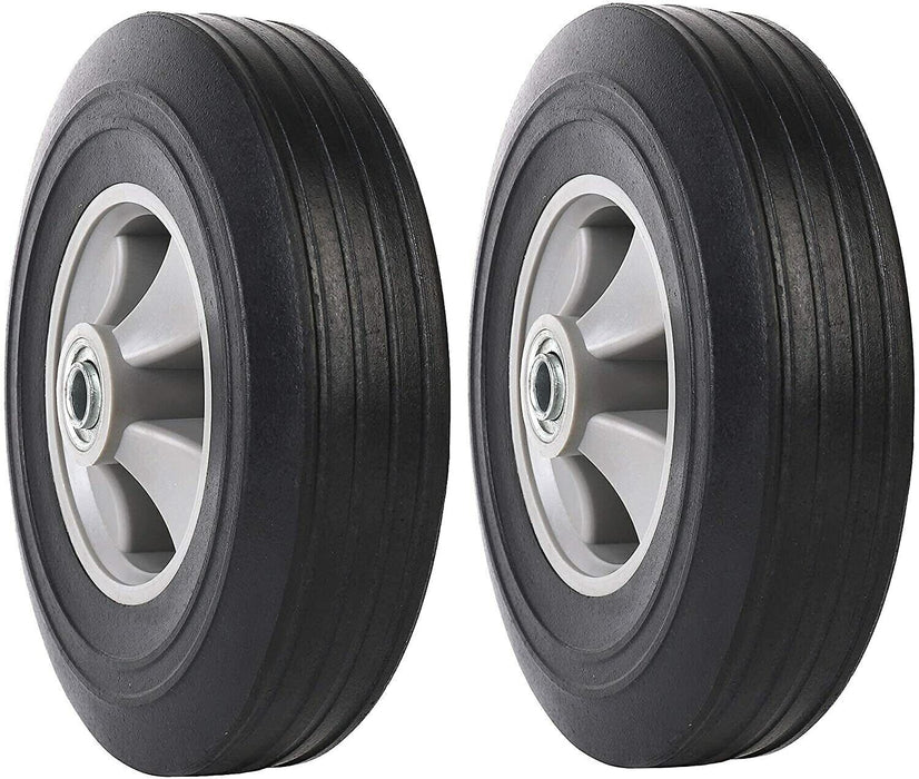 2PC 10" 4.10/3.50-4 16mm Bore Solid Wheelbarrow Wheel Tyre Trolley Wheels