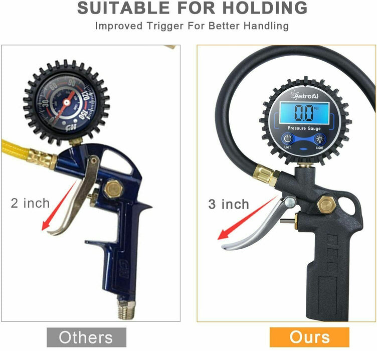 LED Digital Tyre Inflator Car Air Pressure Tire Gauge PSI Hose A Car Motorcycle