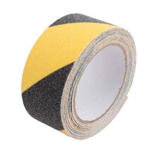 NON SLIP COARSE SAFETY TAPE BLACK & YELLOW STAIR HAZARD HIGH GRIT TRACTION ANTI