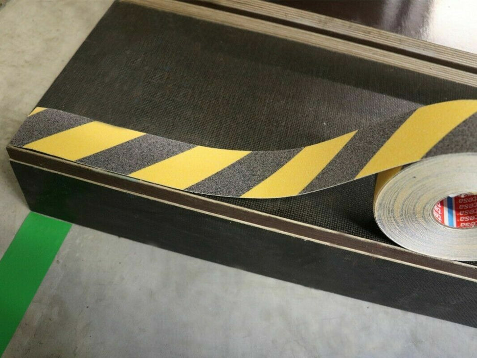 NON SLIP COARSE SAFETY TAPE BLACK & YELLOW STAIR HAZARD HIGH GRIT TRACTION ANTI