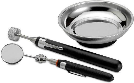 3Pcs Stainless Steel Magnet Tray Mirror Pick-Up Mechanic Part Magnetic Tool - FISHER DISCOUNT