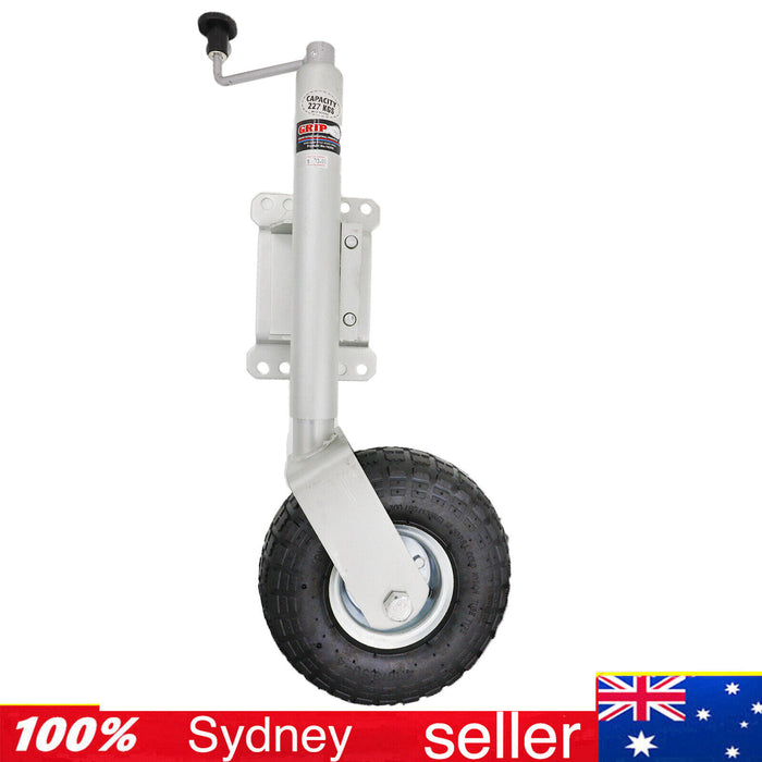 Swing Up 10" Inflated Rubber Pneumatic Jockey Wheel 340 Kg 750 Lb Pump Up