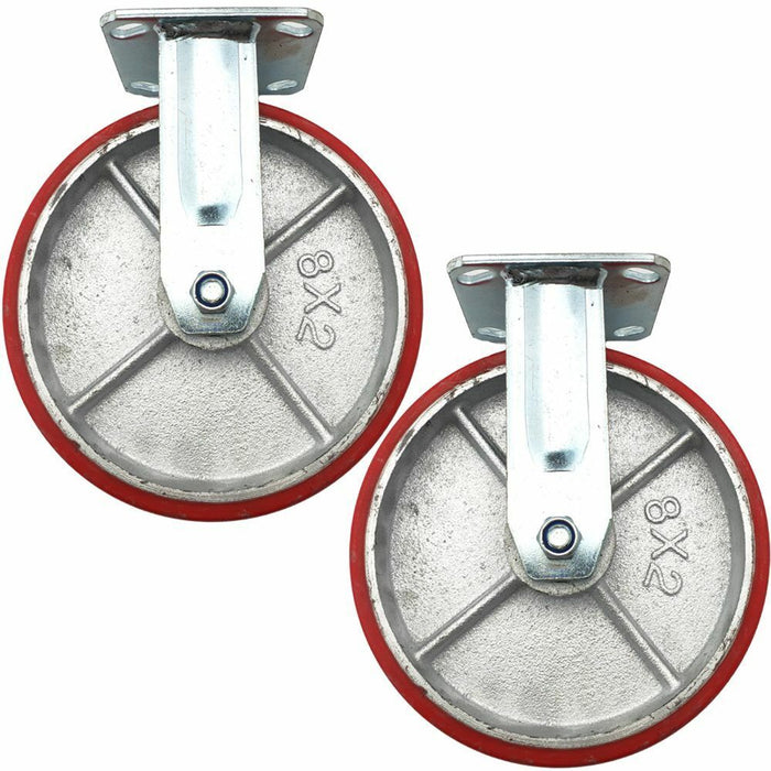 4 x 6" Heavy Duty Swivel Fixed Caster Castors 400KG P/Wheel Load 150mmØ RED P/U