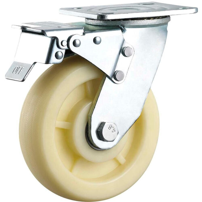 8" 200mm Heavy Duty NYLON CASTOR WHEEL Trolley CASTER SWIVEL with BRAKE