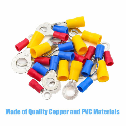 99Pcs Ring Wire Terminal Copper Crimp Connector Insulated Cord Ring End Set - FISHER DISCOUNT