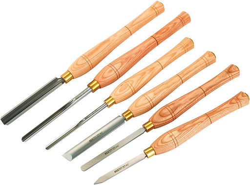 6PC HSS Blade Wood Turning Lathe Chisel Set Woodworking Carving Tool Long Handle - FISHER DISCOUNT