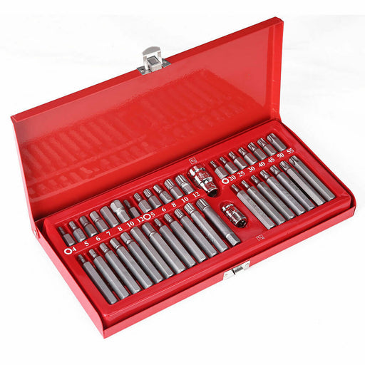 40pc Hex Allen Ribe Spline Star Torx Socket Bit 1/2" 3/8" Drive Ratchet Tool Kit - FISHER DISCOUNT