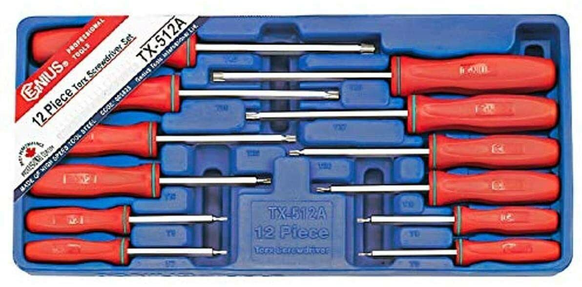 Genius Tools 12 Piece Tamperproof Star Screwdriver Set TX-512A Made in Taiwan