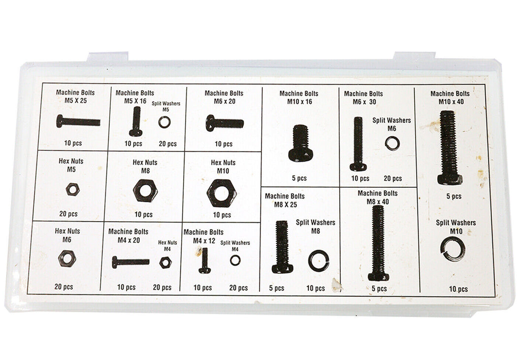 240PCE Hex Head Nut and Bolt M4 M5 M6 M8 M10 Kit Tools Washer Assortment Box AU - FISHER DISCOUNT