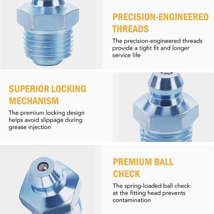 110pcs Metric Hydraulic Grease Nipple Mechanical Lubricant Fitting Kit