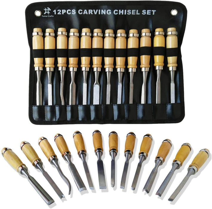 12 Wood Turning Lathe Chisel Set Woodworking Carving Woodturning Tool in AU