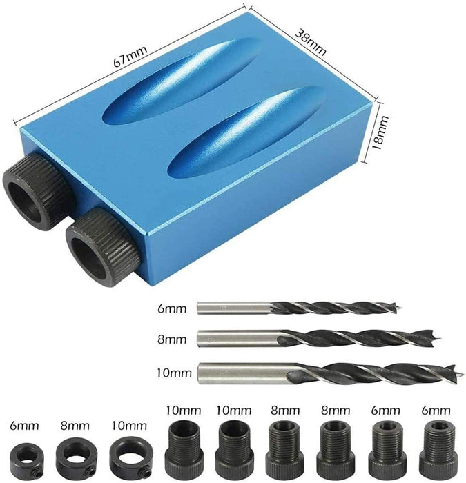 15PCS Drill Bits Pocket Hole Jig Kit Guide Wood Dowel Woodworking Locator Set