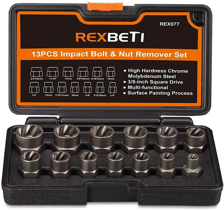 SURETORQ 13PC 3/8" NUT & BOLT EXTRACTOR SET IMPACT 6-19mm