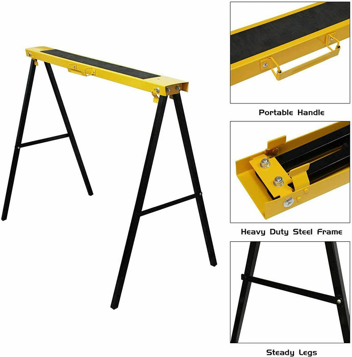 2PC Mastercraft Sawhorse Metal Folding Non-slip Surface Saw Horse 200KG Capacity