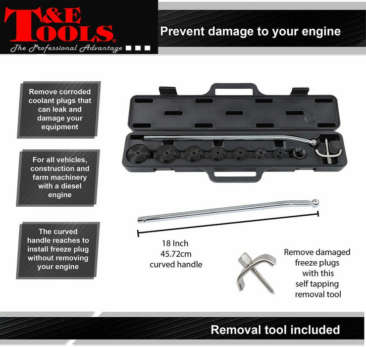 T&E Tools Diesel Freeze Welsh Plug Installing Tool Set Made in Taiwan