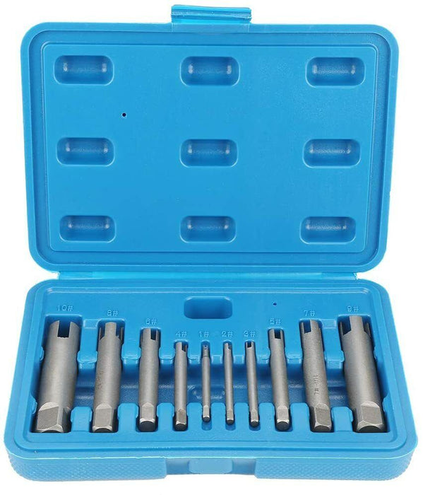 10 Pieces HSS Steel Broken Head Tap Remover Stripped Screw Tap Extractor Set