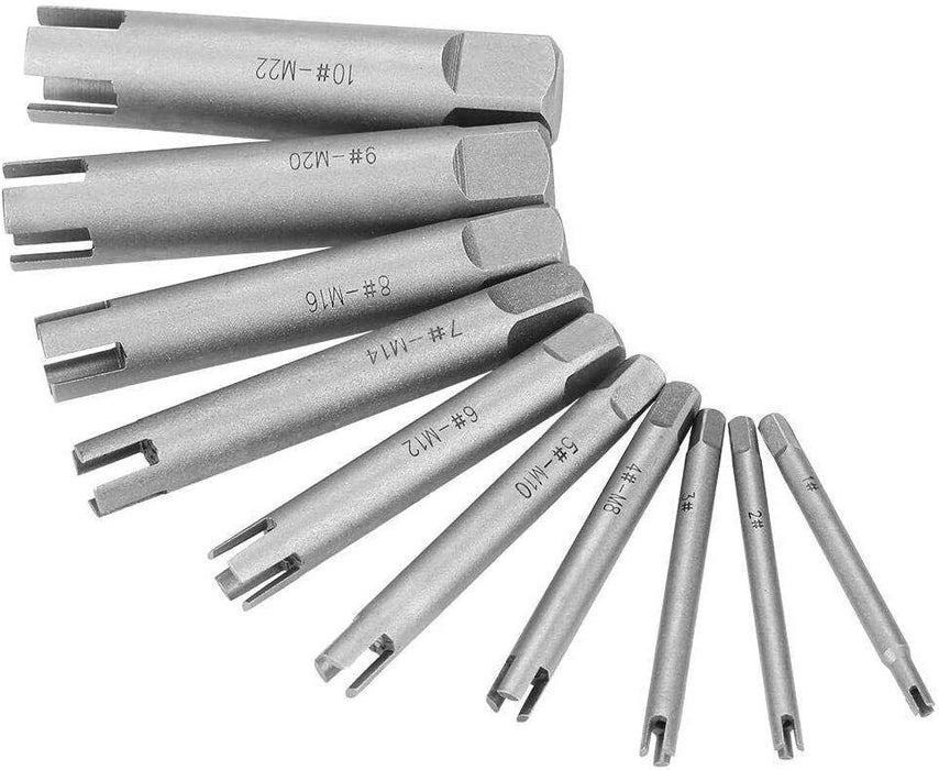 10 Pieces HSS Steel Broken Head Tap Remover Stripped Screw Tap Extractor Set