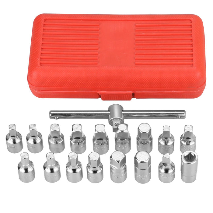 3/8" Oil Drain Sump Plug Key Socket Set Axel Removal Spanner Wrench Tool Kit Set