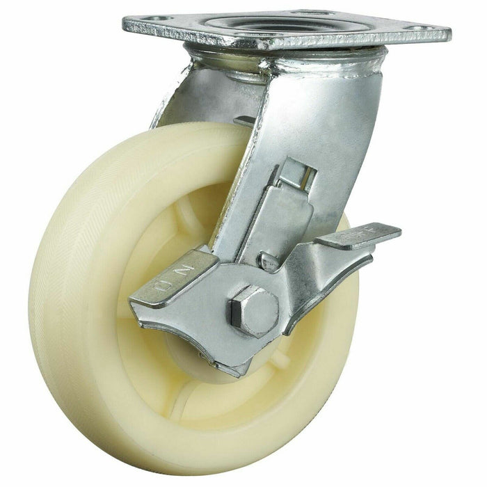 6" 150MM Heavy Duty CASTOR WHEEL NYLON Trolley CASTER SWIVEL with BRAKE NEW