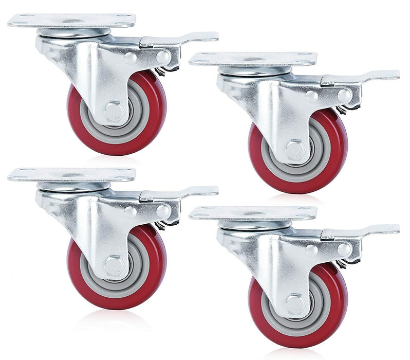 4” inch 100mm 10 cm Heavy Duty Castor Wheels with Brake Swivel Caster (Set of 4)