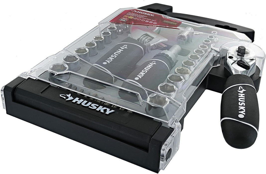 Husky 1/4 in. and 3/8 in. Stubby Ratchet and Socket Set (46-Piece) USA BRAND