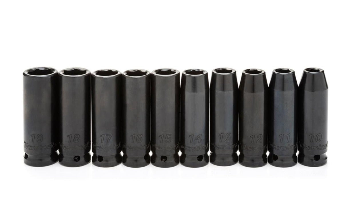 Duralast 10PC 1/2" Deep Impact Socket Set Sockets Cases Select Air Tools 10-19MM