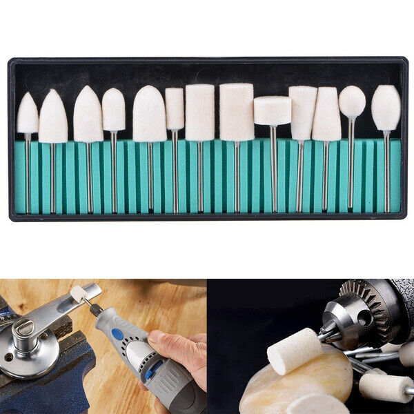 13pcs Wool Felt Mounted Mandrel Set Polishing Bits Burrs Buffing Wheels with 2.3