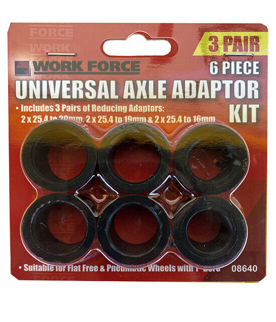 6PC Ambassador Universal Axle Adaptor Kit 1inch Bore for16/19/20mm wheelbrrow - FISHER DISCOUNT