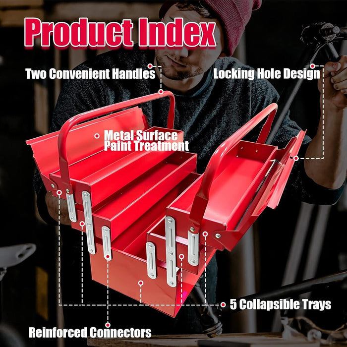 PRO 5 Tray cantilever Storage Tool Box Toolbox Metal Mechanic Organiser Drawer - FISHER DISCOUNT