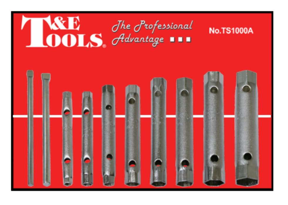 T&E Tools 10PC SAEImperial Plumber Tap Spark Plug Wrench set Hex Socket Tap Tube