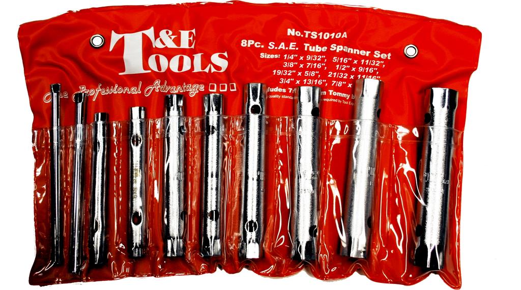 T&E Tools 10PC SAEImperial Plumber Tap Spark Plug Wrench set Hex Socket Tap Tube