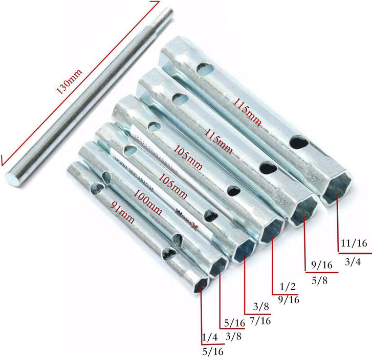 T&E Tools 10PC SAEImperial Plumber Tap Spark Plug Wrench set Hex Socket Tap Tube