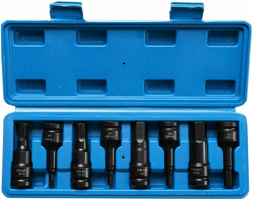 8PC Hex Allen Bits 1/2'' Deep Air Impact Socket Set Auto Repair Tools AU H5-H19