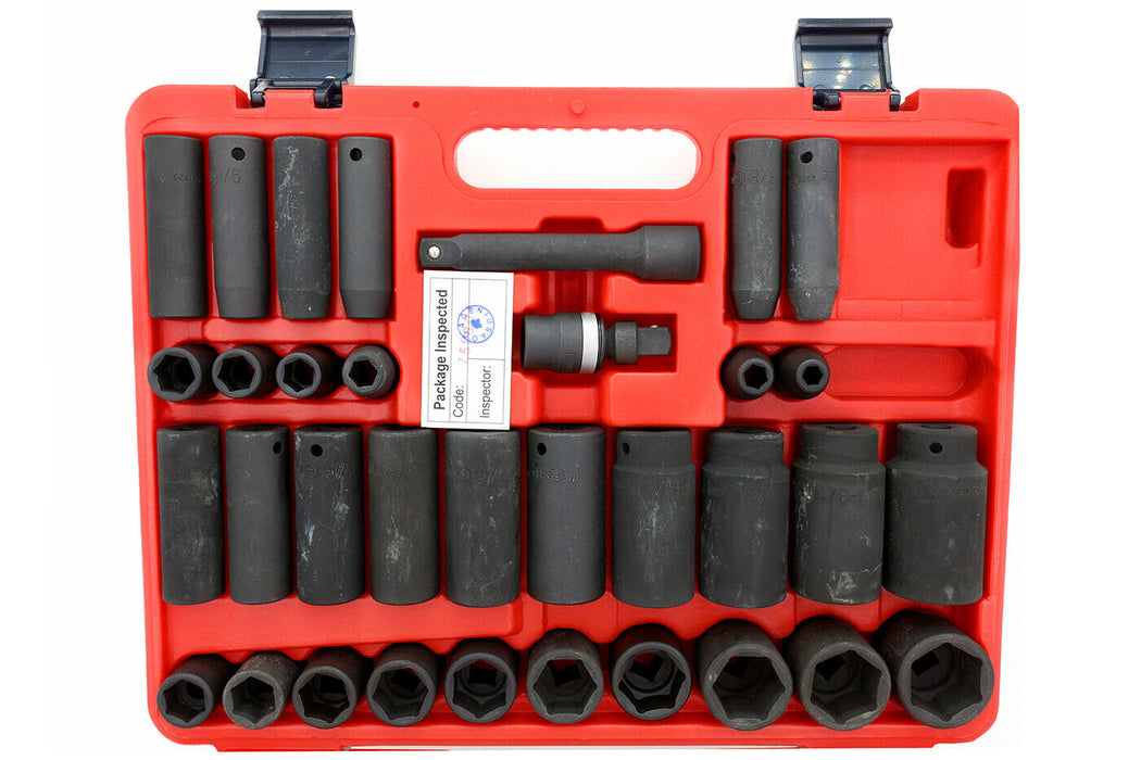 Genius Tools 34 Piece 1/2” Drive Std & Deep AF Master Impact Socket Set GS-434s