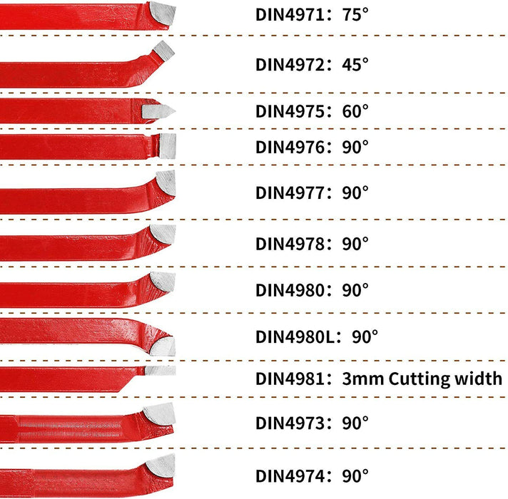 11PCS 12*12mm Lathe Tool Set Carbide Tip Metal Cutting Turning Boring Bit Kits
