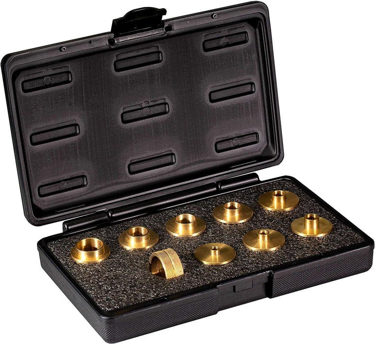 CARBITOOL  Router Template Guide Set | 10pc Solid Brass Guides w/Molded Carrying