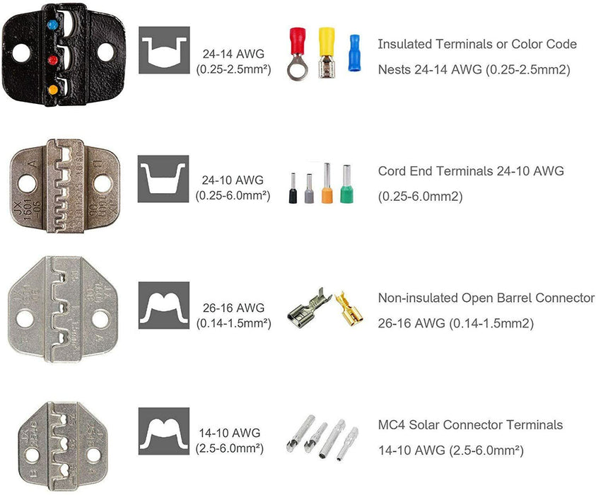 4 In 1 Wire Crimpers Ratcheting Terminal Crimping Pliers Cord End Terminals Tool