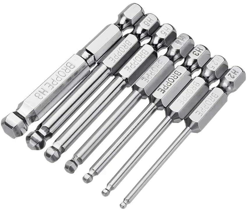 8PC M2-M10 Magnetic Ball End Hex Shank Screwdriver Alloy Drill Bit 30 degree