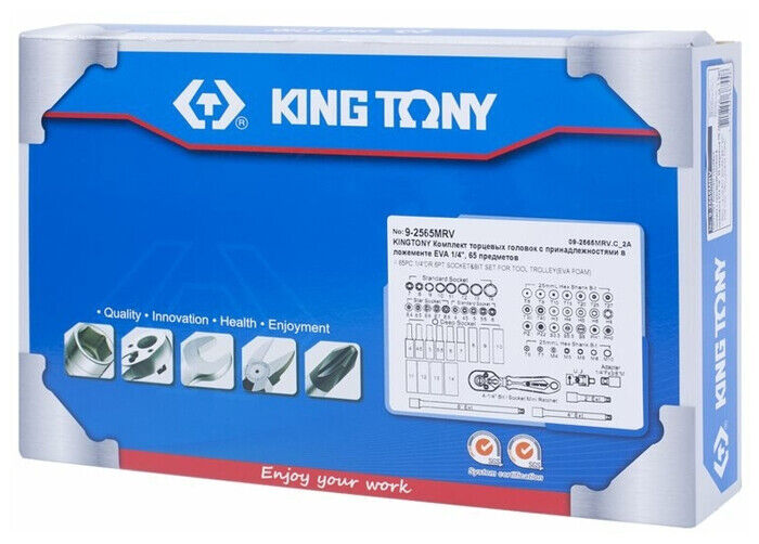 KING TONY 65 PC. 1/4" DR. Socket Set for Trolley (EVA FOAM) Made in Taiwan