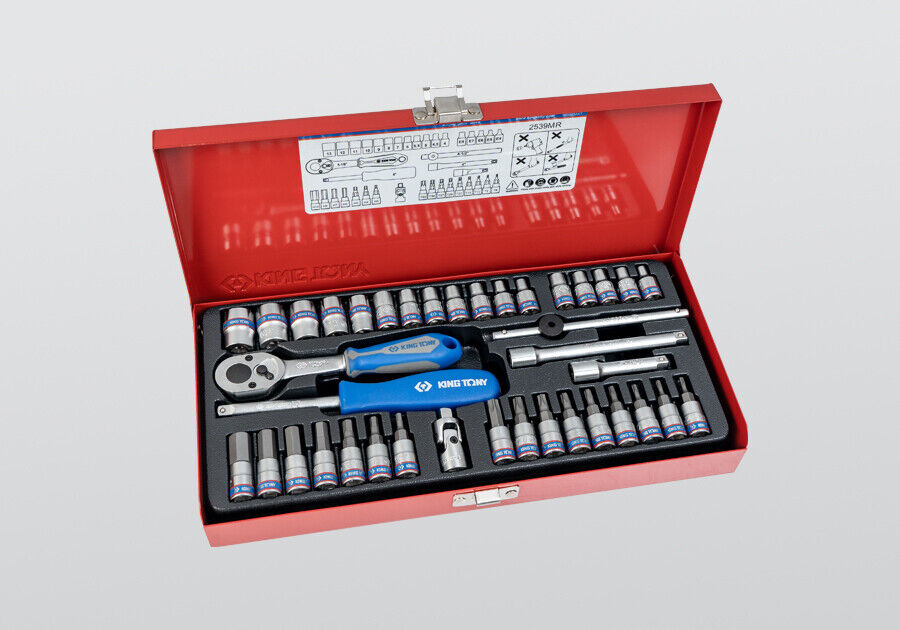 KING TONY 39 PC 1/4" DR Socket Wrench Set Ratchet Spanner Tool Made in Taiwan - FISHER DISCOUNT