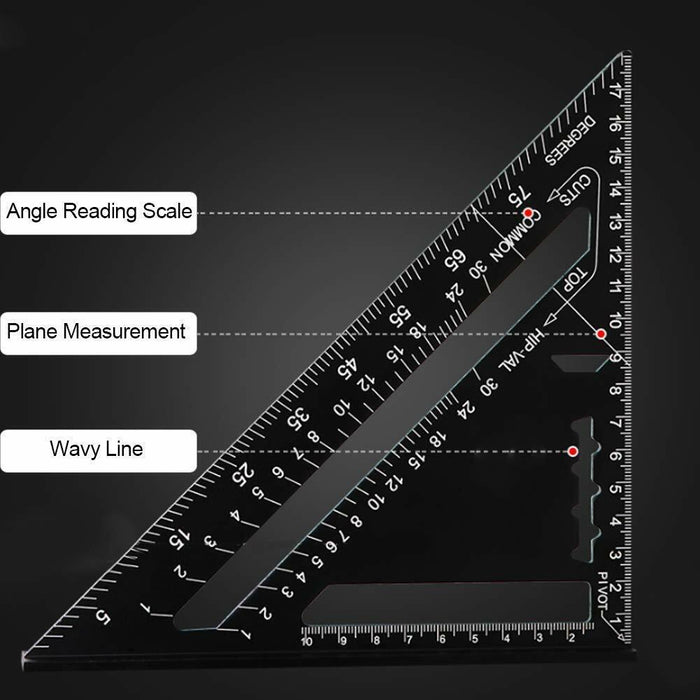 12'' Blue Aluminium Alloy Triangle Angle Speed Square Protractor Guide Ruler