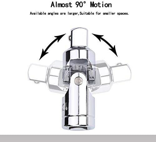 3pc Universal Flexible Socket Connector Set 1/4" 3/8" 1/2" Swivel Joint Adapter
