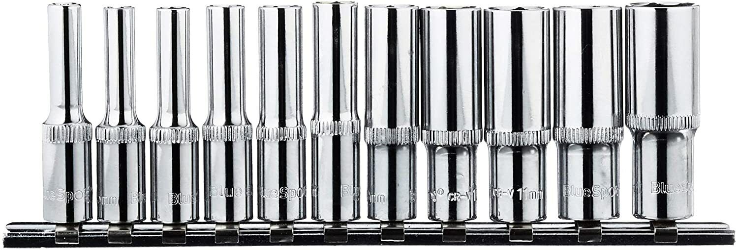 Eurotech 10Pcs 1/2 Inch Deep Air Drive Wrench Socket Set 10-19mm Made in Taiwan