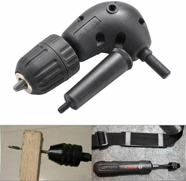 Right Angle Drill Adapter Attachment Impact Driver Extension Hex Bit Bend 1/4"