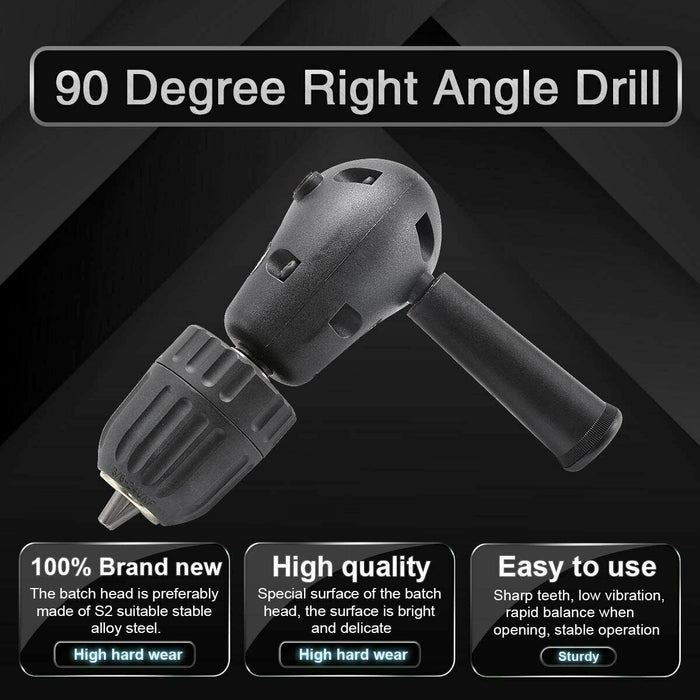 Right Angle Drill Adapter Attachment Impact Driver Extension Hex Bit Bend 1/4"