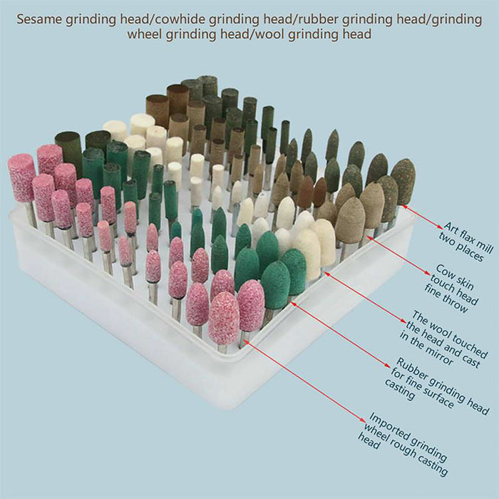 100pcAbrasive Point Grinding Wheel Head Polishing Mounted Set Dremel Rotary Tool
