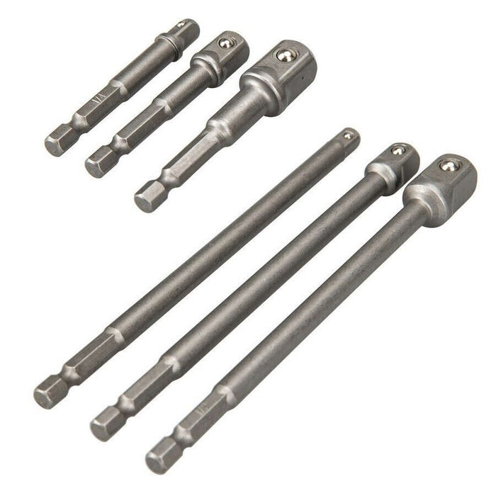 6-Piece Impact Drill Socket Adaptor Set Heavy Duty Driver Short Long Hex Shank