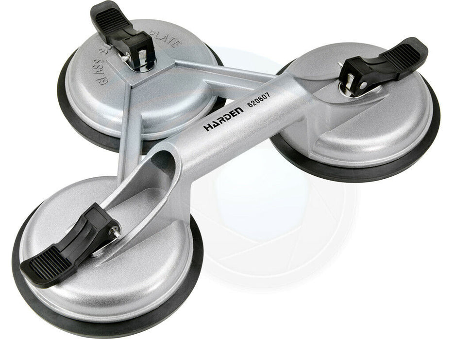 Harden Load Aluminum Triple Suction Cup Pad Glazer Glass Sucker Remover Lifter