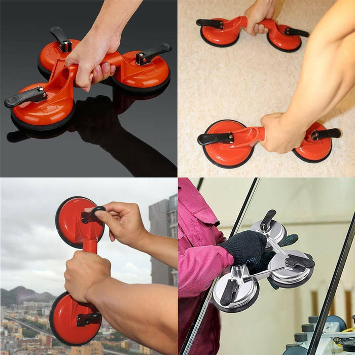Harden Load Aluminum Triple Suction Cup Pad Glazer Glass Sucker Remover Lifter